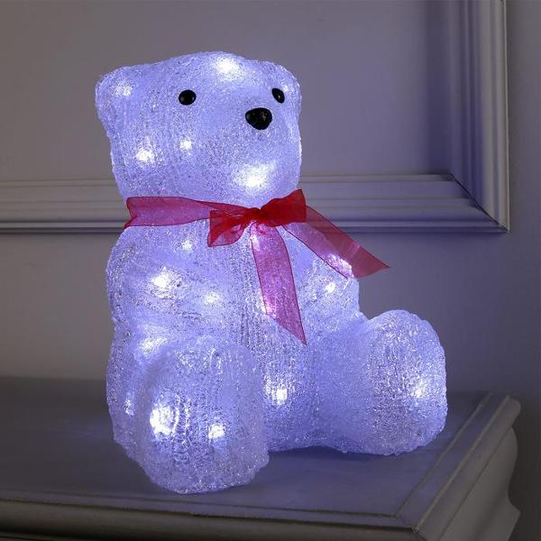фото Светодиодная фигурка "медведь с бантом", 22х30х20 см, 40 led, 220 в, свечение белое (2310852) luazon-lighting