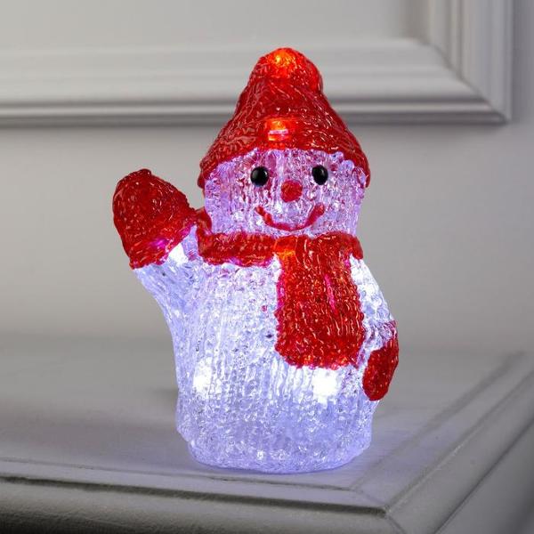 фото Светодиодная фигурка "приветливый снеговичок", 8 led, аах2, 7х15х7 см, свечение белое (5060069) luazon-lighting