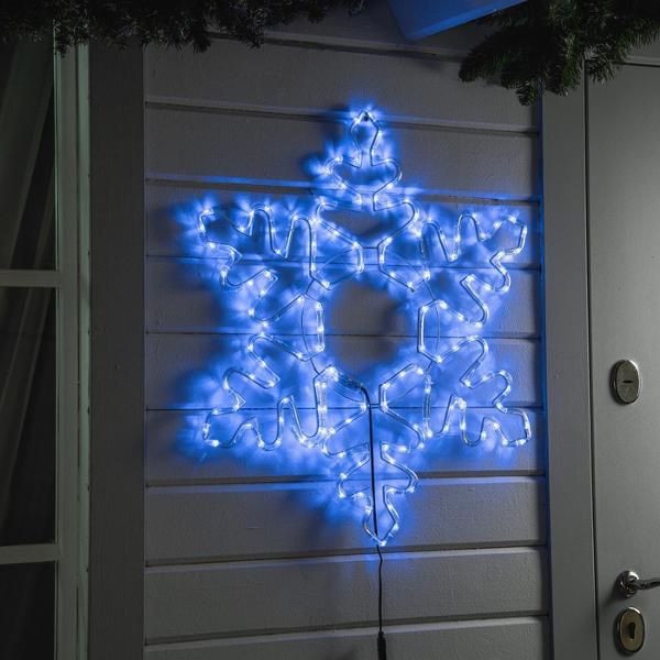 фото Светодиодная фигурка "снежинка", дюралайт, 168 led, 220 в, 78 см, свечение синее/белое (3661974) luazon-lighting