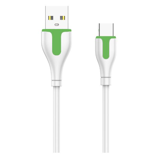 фото Кабель ls571, usb type-c, 2,1 a, 1 м, белый/зелёный (ld_c3814) ldnio