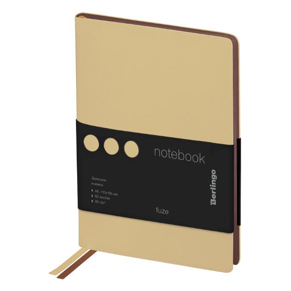 фото Блокнот fuze, а6, 80 листов, искусственная кожа, цветной срез, бежевый (nb0_87606) berlingo