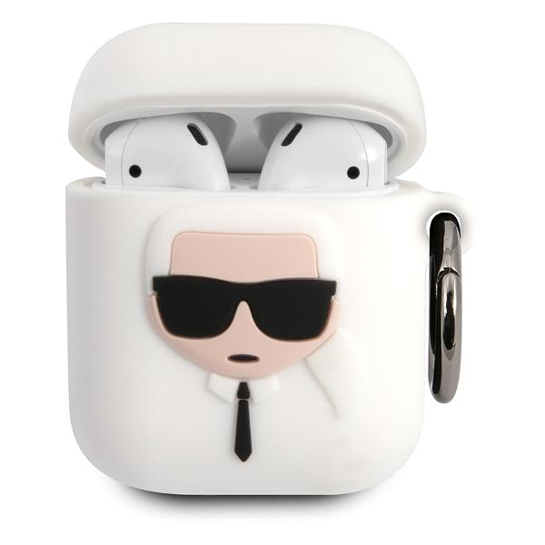 фото Чехол silicone case для airpods 1/2, белый (klaccsilkhwh) karl-lagerfeld