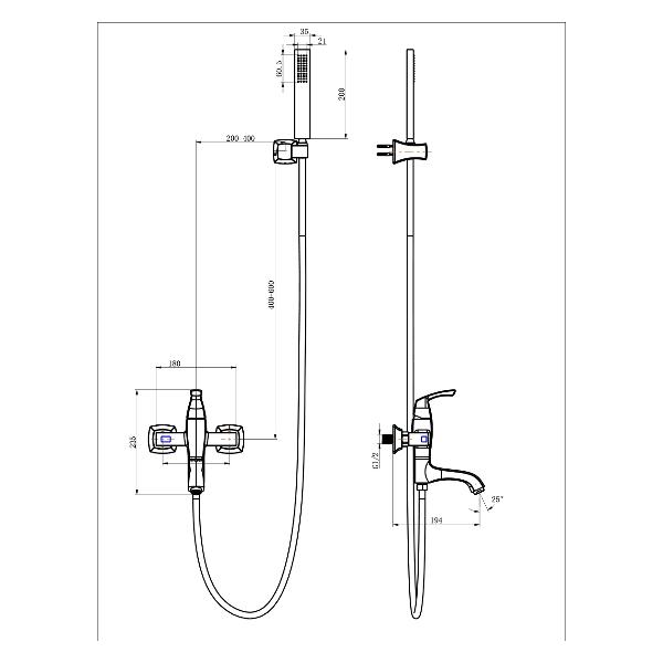 фото Смеситель для ванны и душа peretto lm6302rb lemark