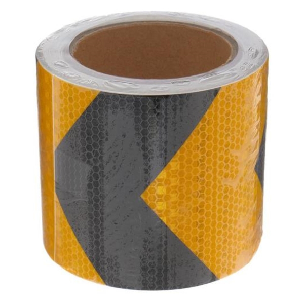 фото Светоотражающая лента самоклеящаяся, 10 см, 10 м, черная/желтая (5155992) сималенд