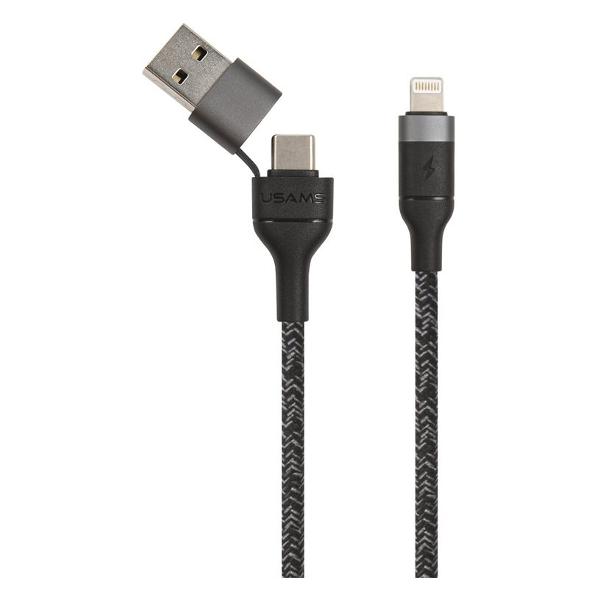 фото Кабель sj404 power delivery 2 в 1 type-c/usb-lightning 1,2m black usams