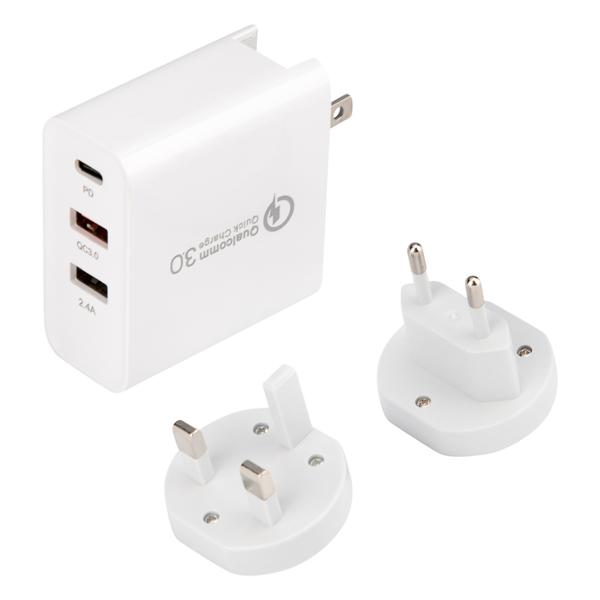 фото Сетевое зарядное устройство 2xusb + usb type-с quick charge (18-2214) rexant