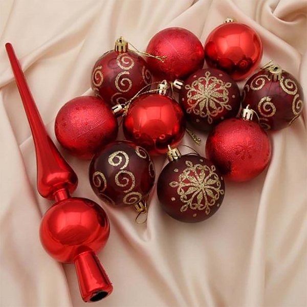 фото Набор ёлочных шаров "новогодний", красный, 21 шт (4194817) зимнее волшебство