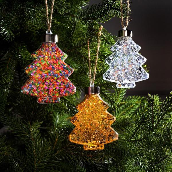 фото Набор ёлочных украшений "елочки", свечение тёплое белое, rgb, 3 шт (5864402) luazon-lighting