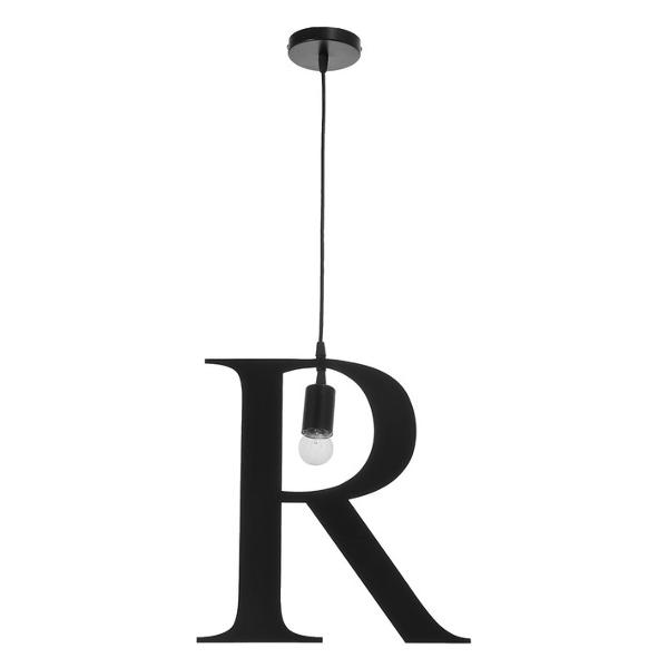 фото Светильник подвесной "алфавит r", e27, 40 вт, 39х39-139 см, черный (7137059) bayerlux