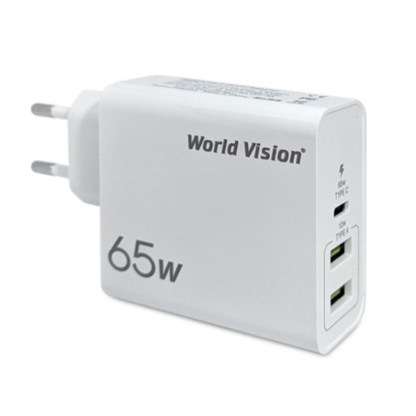 фото Сетевое зарядное устройство pd charger 65w white (gs-pd653a) world vision