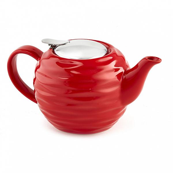 фото Заварочный чайник 800 мл, керамика, с металлическим фильтром, красный (ф19-001r) rosario