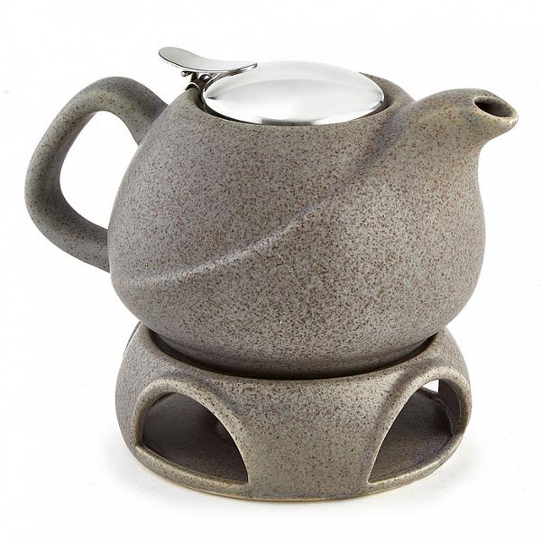 фото Заварочный чайник 800 мл, с фильтром и подставкой, серый (ф19-026r) rosario