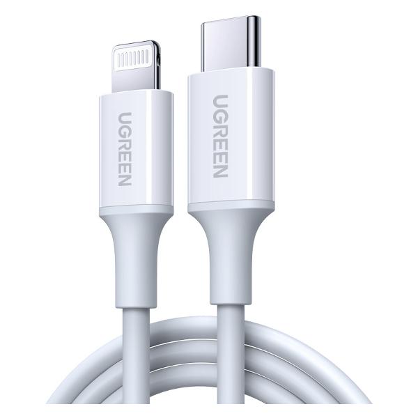 фото Кабель us171, usb-c/lightning cable m/m nickel plating abs shell, 2 м, белый (60749) ugreen