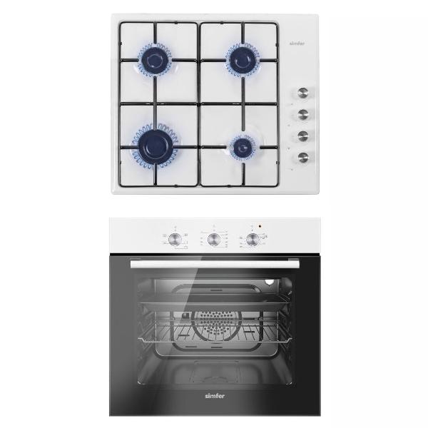 фото Комплект встраиваемой бытовой техники газовая варочная панель + электрический духовой шкаф, белый (s65w416) simfer
