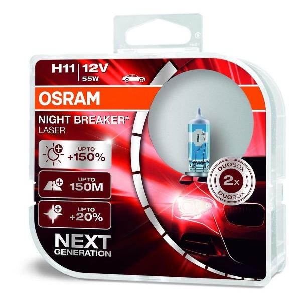 фото Лампы автомобильные галогенные, h11, pgj19-2, 12v, 55w, 2 шт (64211nl-hcb) osram