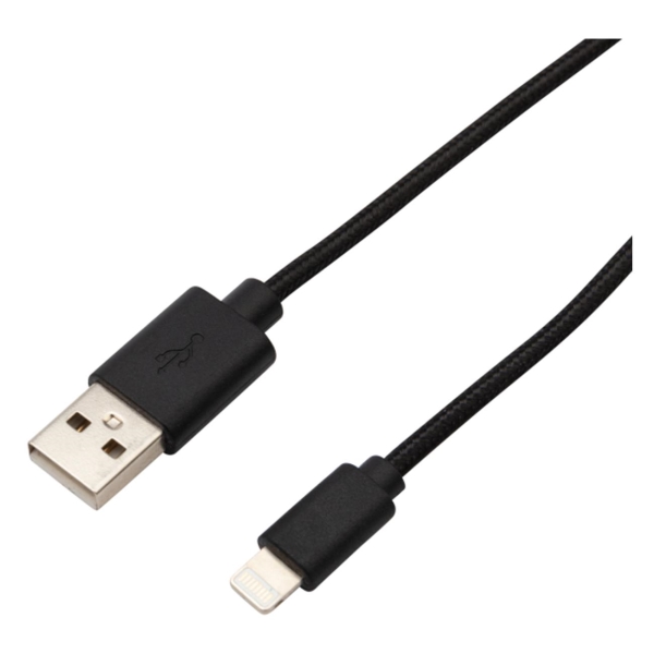 фото Кабель usb-lightning, 1 м, нейлоновая оплетка, черный (18-7055) rexant