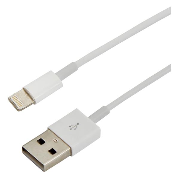 фото Кабель usb-lightning, 2.4 а, 1 м, белый (18-0001) rexant