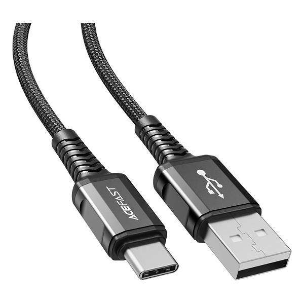 фото Кабель c1-04 usb-a to usb-c aluminum 1,2m black (af-c1-04-bk) acefast