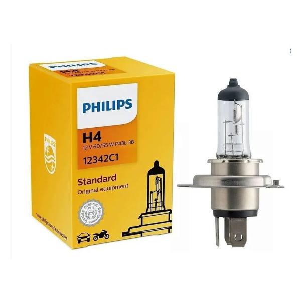 фото Лампа автомобильная галогенная h4 12v 60/55w (12342c1) philips