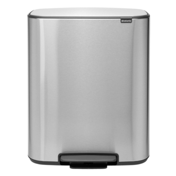 фото Мусорный бак pedal bin bo, 2x30 л, стальной матовый (211461) brabantia