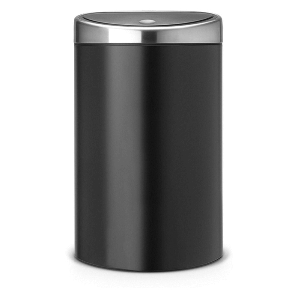 фото Мусорный бак touch bin, 40 л, крышка матовая с защитой от отпечатков пальцев, матовый черный (378768) brabantia
