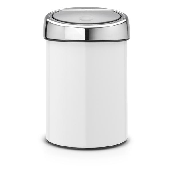 фото Мусорный бак touch bin, 3 л, белый (364488) brabantia