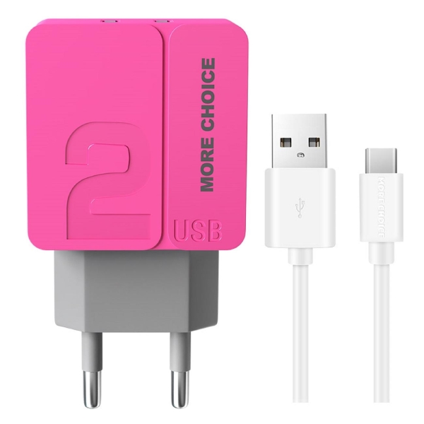 фото Сетевое зарядное устройство nc46a 1m pink more choice