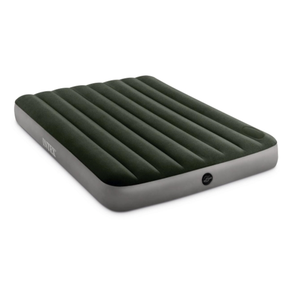 фото Надувной матрас classic downy airbed fiber-tech, 152х203х25 см, с подушками, встроенный насос (64765) intex