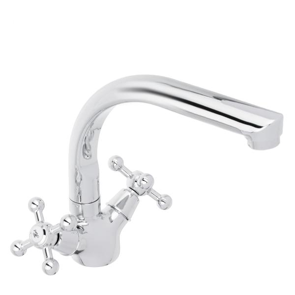 фото Смеситель для кухни поворотный излив 25 см, кран-буксы 1/2", хром/цинк (566-391) союзкран