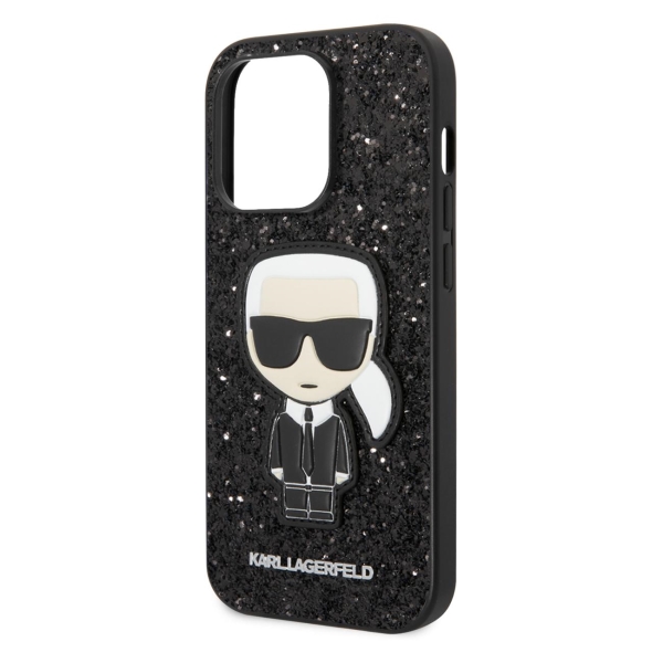 фото Чехол glitter flakes ikonik patch metal logo hard для iphone 14 pro max (klhcp14xgfkpk) karl lagerfeld