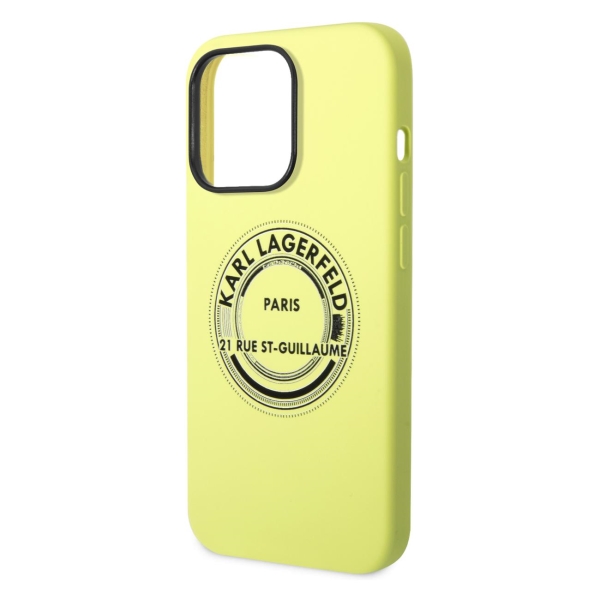 фото Чехол liquid silicone round rsg logo hard для iphone 14 pro (klhcp14lsrsgrcn) karl-lagerfeld