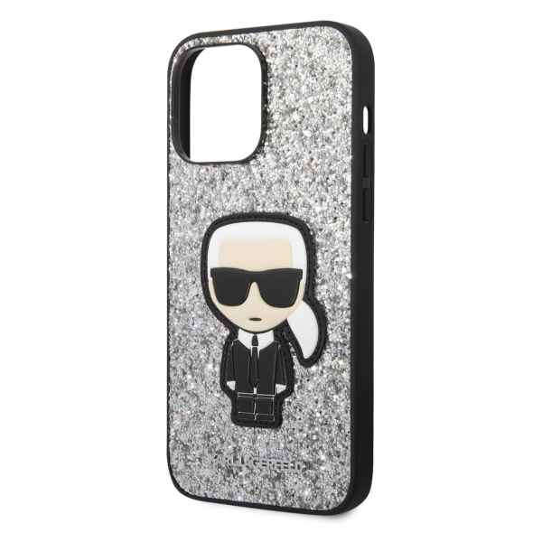 фото Чехол glitter flakes ikonik patch metal logo hard для iphone 14 pro max (klhcp14xgfkpg) karl-lagerfeld