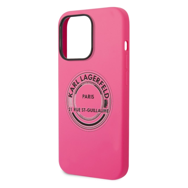 фото Чехол liquid silicone round rsg logo hard для iphone 14 pro (klhcp14lsrsgrcf) karl-lagerfeld