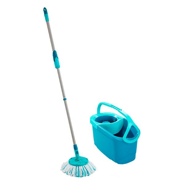 фото Комплект для уборки clean twist disc mop ergo, швабра с телескопической ручкой + насадка micro duo + ведро с системой отжима (52101) leifheit