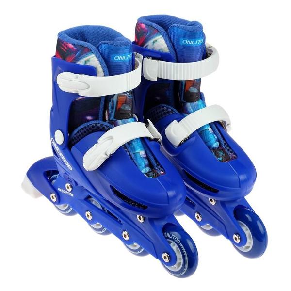 фото Роликовые коньки раздвижные, размер 30-33, колеса pvc 64 мм, пластиковая рама, синие (4605219) onlitop