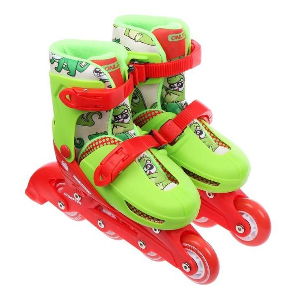 фото Роликовые коньки раздвижные, размер 30-33, колеса pvc 64 мм, пластиковая рама, красные/зеленые (5255974) onlitop