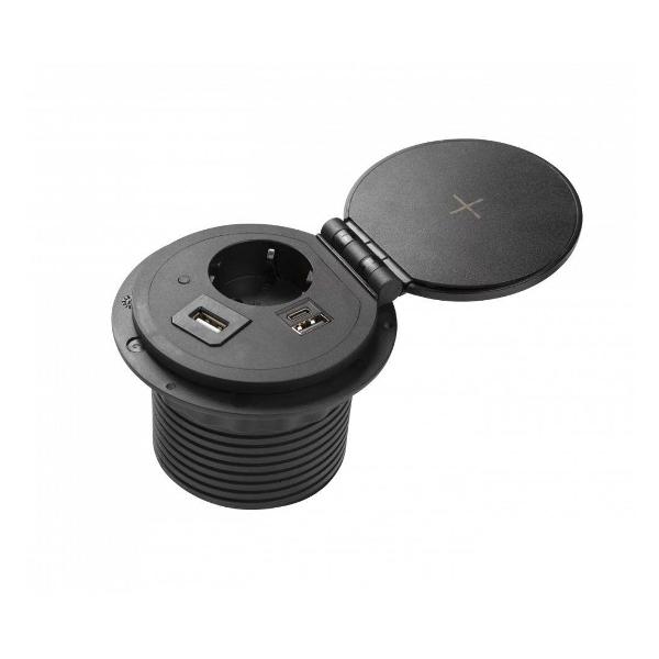 фото Розетка врезная  schuko, 2xusb a+c black (ae-bpw1sacp-20) gtv