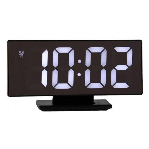 фото Часы настольные будильник, термометр, белый led дисплей/черный корпус (brsds3618lbw) bandrate smart