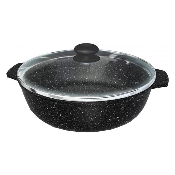 фото Жаровня с крышкой "каменная", 3 л, черный гранит (186530) нмп