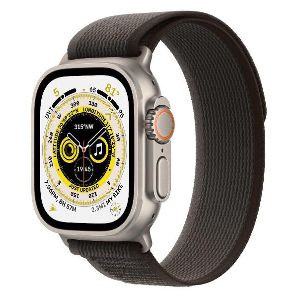 фото Смарт-часы watch ultra gps+cellular 49mm titanium case with black/gray trail loop (mqf43) apple