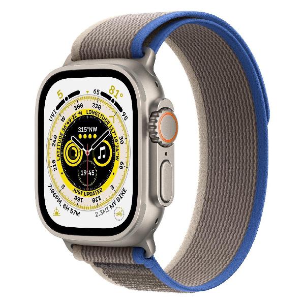 фото Смарт-часы watch ultra gps+cellular 49mm titanium case with blue/gray trail loop (mqf33) apple