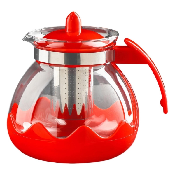 фото Заварочный чайник "волна", 1,5 л, с металлическим ситом, красный (7313508) доляна