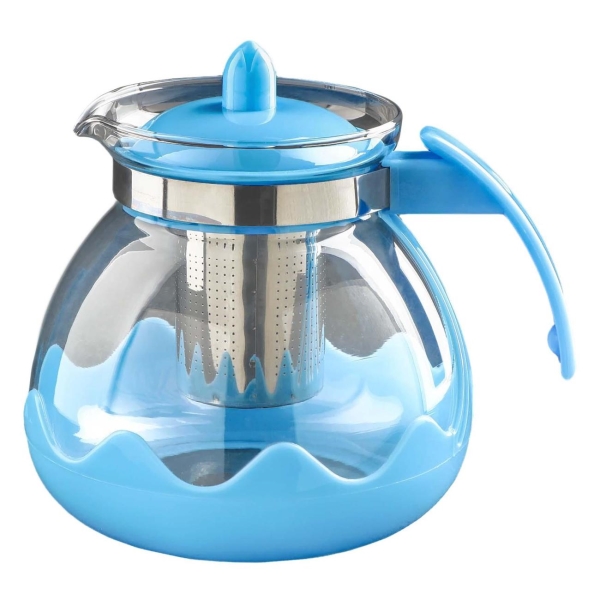 фото Заварочный чайник "волна", 1,5 л, с металлическим ситом, голубой (7313507) доляна