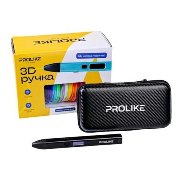 фото 3d-ручка с дисплеем + набор пластика, черная (00000408417) prolike