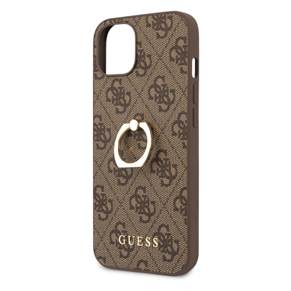 фото Чехол для iphone 14 plus pu + ring (guhcp14m4gmrbr) guess