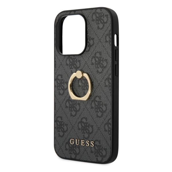 фото Чехол для iphone 14 pro pu + ring (guhcp14l4gmrgr) guess