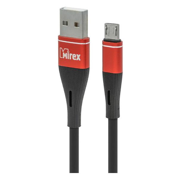 фото Кабель microusb, 3 a, 1,2 м, черный/красный (bc-015m) mirex