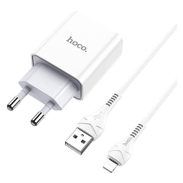 фото Сетевое зарядное устройство lightning-usb a, 2100 ма white (c81aiw) hoco