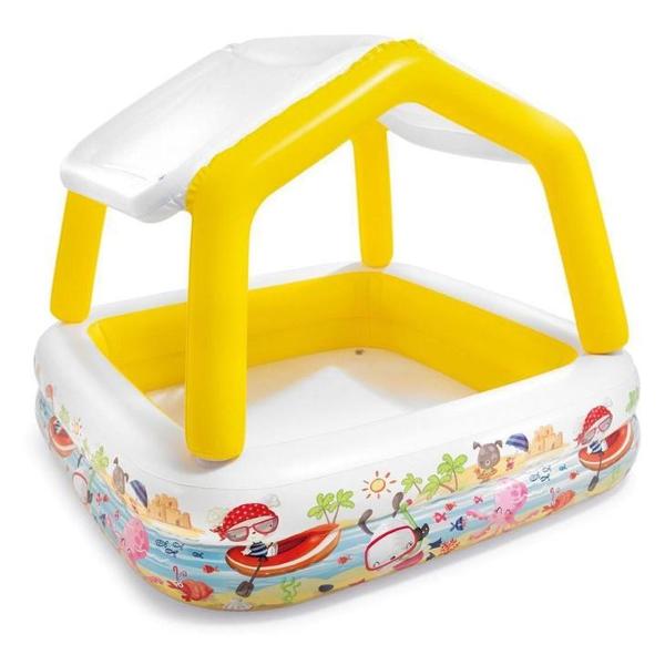 фото Надувной детский бассейн "домик", с навесом, 157х157х122 см (5383602) intex