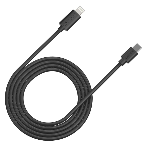 фото Кабель usb-c/lightning pd 20w black (cne-cfi12b) canyon